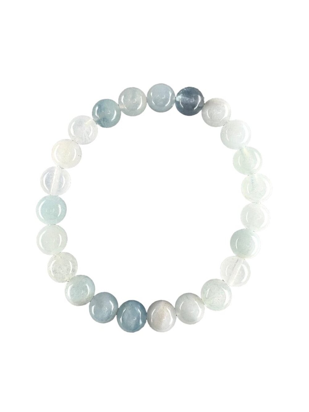 Natural Sky Blue Aquamarine Stretch 8mmx23 Bead Bracelet 6.75" 19g